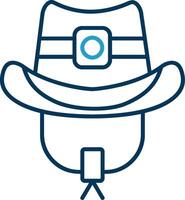 cowboy hoed lijn blauw twee kleur icoon vector