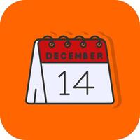 14e van december gevulde oranje achtergrond icoon vector
