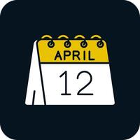 12e van april glyph twee kleur icoon vector