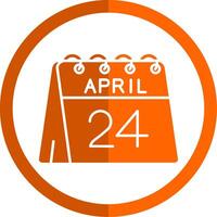 24e van april glyph oranje cirkel icoon vector