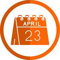 23e van april glyph oranje cirkel icoon vector