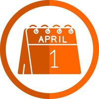 1e van april glyph oranje cirkel icoon vector