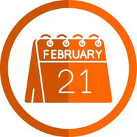 21e van februari glyph oranje cirkel icoon vector