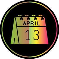 13e van april glyph ten gevolge kleur icoon vector