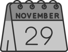 29e van november lijn gevulde grijswaarden icoon vector