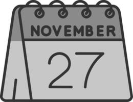 27e van november lijn gevulde grijswaarden icoon vector