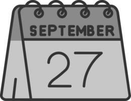 27e van september lijn gevulde grijswaarden icoon vector