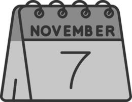 7e van november lijn gevulde grijswaarden icoon vector