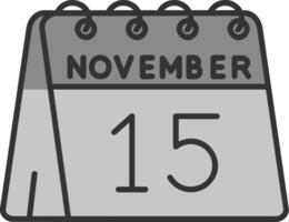 15e van november lijn gevulde grijswaarden icoon vector
