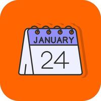 24e van januari gevulde oranje achtergrond icoon vector