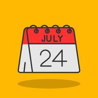 24e van juli gevulde schaduw icoon vector