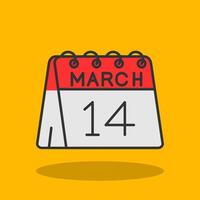 14e van maart gevulde schaduw icoon vector