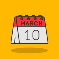 10e van maart gevulde schaduw icoon vector