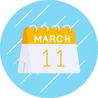 11e van maart vlak blauw cirkel icoon vector