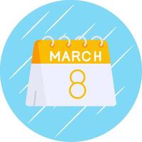 8e van maart vlak blauw cirkel icoon vector