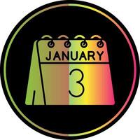 3e van januari glyph ten gevolge kleur icoon vector