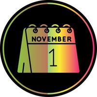 1e van november glyph ten gevolge kleur icoon vector