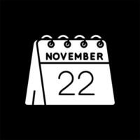 22e van november glyph omgekeerd icoon vector