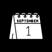 1e van september glyph omgekeerd icoon vector