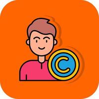 auteursrechten gevulde oranje achtergrond icoon vector
