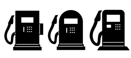 gas- station icoon. verzameling vector illustratie van pictogrammen voor bedrijf. zwart icoon ontwerp.