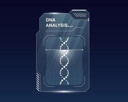 dna analyse biometrisch ID kaart scannen systeem hud ontwerp. gebruiker verificatie scanner en persoon identiteit biotechnologie digitaal paneel. menselijk genetisch bouwkunde identificatie. medisch herkenning eps koppel vector