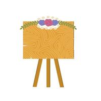 bloemen bruiloft houten bord illustratie vector