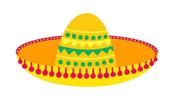 vlak Mexicaans sombrero met decor vector illustratie. vector Mexicaans hoed voor feest partij geïsoleerd