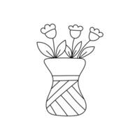 vaas met bloemen in tekening stijl vector