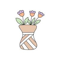 vaas met bloemen in tekening stijl vector