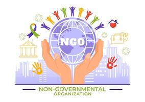 ngo of niet-gouvernementele organisatie vector illustratie naar dienen specifiek sociaal en politiek behoeften in vlak tekenfilm achtergrond