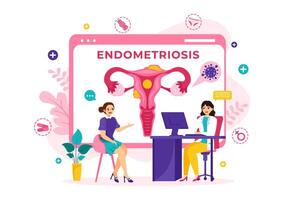 endometriose vector illustratie met staat de endometrium groeit buiten de baarmoeder muur in Dames voor behandeling in vlak tekenfilm achtergrond