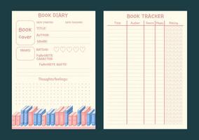 boek tracker sjabloon voor fictie lezers. lezing plan. vector. vector