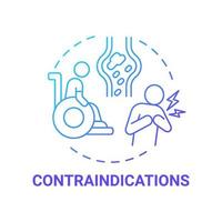 contra-indicaties blauwe kleurovergang concept icoon. longrevalidatie abstracte idee dunne lijn illustratie. handicap, hartaandoeningen. ademhalingstherapie. vector geïsoleerde omtrek kleur tekening