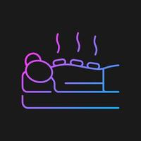 hot stone massage gradiënt vector pictogram voor donker thema. ontspannende lichaamsspieren. verwarmde steen aanbrengen. therapeutische techniek. dunne lijn kleur symbool. moderne stijlpictogram. vector geïsoleerde overzichtstekening