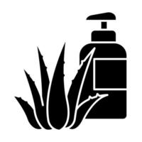 kruidenlotion zwarte glyph-pictogram. plantaardige crème. natuurlijke gel. biologisch badproduct. cosmetologie en dermatologie. aloë vera-extract. silhouet symbool op witte ruimte. vector geïsoleerde illustratie