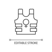 vrouwen in militair lineair icoon. vrouwelijke soldaten. gelijke kansen. vrijheidsvechter. dunne lijn aanpasbare illustratie. contour symbool. vector geïsoleerde overzichtstekening. bewerkbare streek