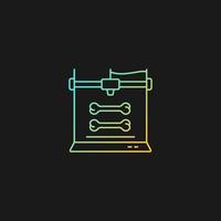 3D-botmodellen die gradiënt vectorpictogram voor donker thema afdrukken. het maken van op maat gemaakte implantaten. biotech printproject. dunne lijn kleur symbool. moderne stijlpictogram. vector geïsoleerde overzichtstekening