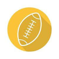 Amerikaans voetbal bal plat lineaire lange schaduw pictogram. rugbybal. vector overzichtssymbool