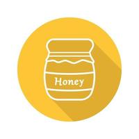 honingpot plat lineair lange schaduw icoon. overdekte honingpot. vector overzichtssymbool