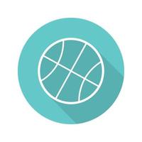 basketbal bal plat lineaire lange schaduw pictogram. vector overzichtssymbool