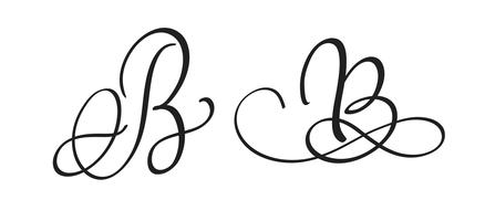 kunst kalligrafie letter B met bloei van vintage decoratieve slierten. Vector illustratie EPS10