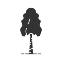 berkenboom glyph pictogram. silhouet symbool. negatieve ruimte. vector geïsoleerde illustratie