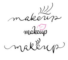 make-up vectortekst op witte achtergrond. Kalligrafie belettering illustratie EPS10 vector