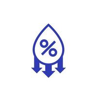 vochtigheidsverlagingspictogram, waterdruppel en procent vector