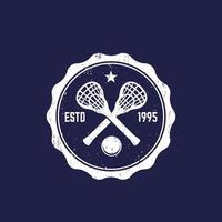 lacrosse vintage badge, retro embleem met stokken en bal vector