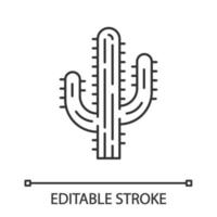 saguaro cactus lineaire pictogram. arizona staat wilde bloemen. Mexicaanse tequila-cactus. Amerikaanse tropische plant. dunne lijn illustratie. contour symbool. vector geïsoleerde overzichtstekening. bewerkbare streek