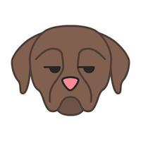 rottweiler schattig kawaii vectorkarakter. hond met ongeamuseerde snuit. ongelukkig huishondje. dier met ogen op zoek naar kant. grappige emoji, sticker, emoticon. geïsoleerde cartoon kleur illustratie vector