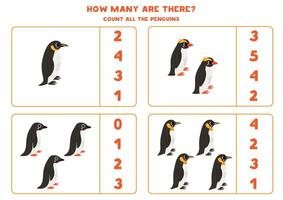 tellen allemaal pinguïns en cirkel de correct antwoorden. vector