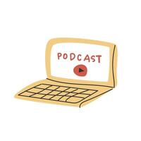 laptop voor podcast - vector icoon geïsoleerd in vlak